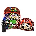 Nintendo Super Mario Bros. Backpack Set for Boys & Girls, Kids 16" School Bag with Front Zip Pocket, Red & Black