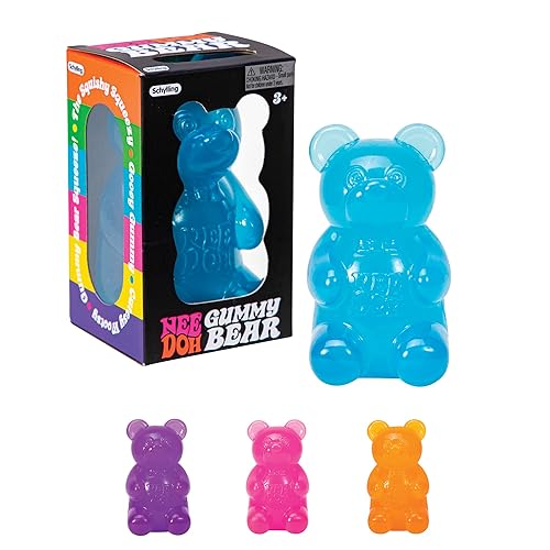 Schylling NeeDoh Gummy Bear - Sensory Fidget Toy with Jelly-Like Filling - 3.5" Tall - Colors May Vary (Pack of 1)