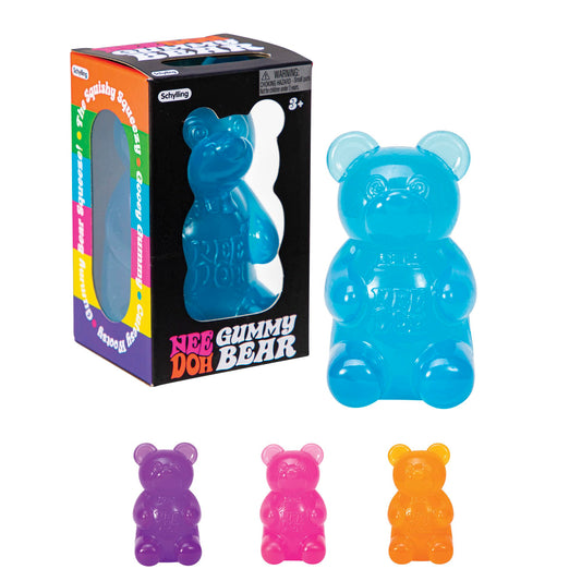 Schylling NeeDoh Gummy Bear - Sensory Fidget Toy with Jelly-Like Filling - 3.5" Tall - Colors May Vary (Pack of 1)