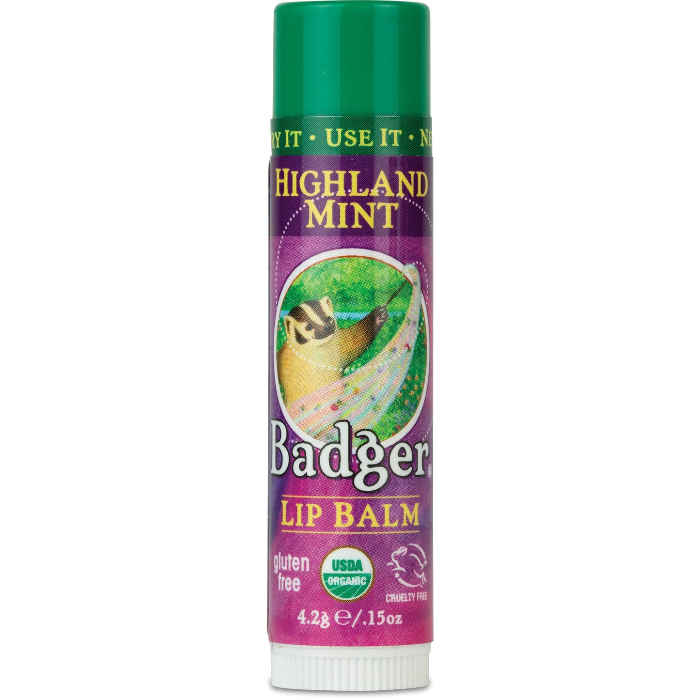 Badger Highland Mint Classic Lip Balm - 0.15oz Stick Beauty and Personal Care Badger
