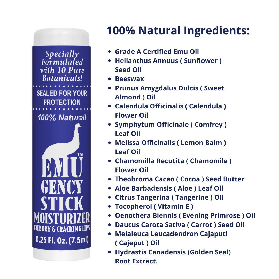 Montana Emu Ranch - EMUgency All Purpose Moisturizing Pocket Stick - 0.25 Ounce - Helps Relieve Chapped, Cracked, and Split Lips and Skin