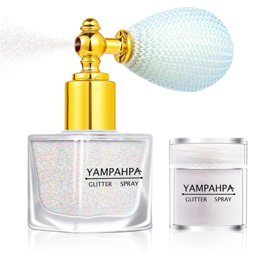Body Glitter Spray, White Glitter Spray for Hair and Body, Include 1 Jar of Refills