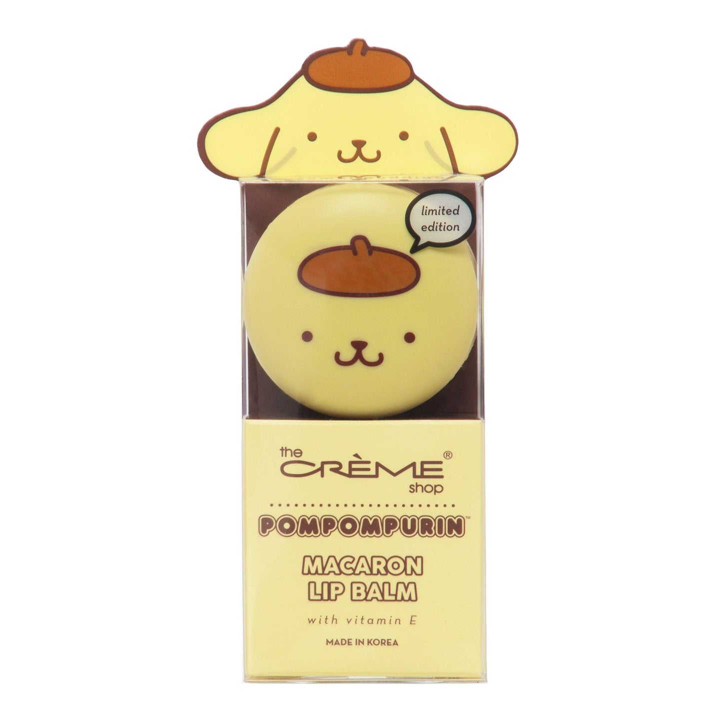 The Crème Shop x Sanrio Hello Kitty Macaron Lip Balm Korean Cute Scented Pocket Portable Soothing Advanced Must-Have on-the-go (Pompompurin Caramel