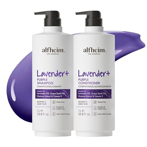 ALFHEIM Lavender+ Purple Shampoo & Conditioner Set for Blonde, Silver & Color-Treated Hair - Hydrates & Restores Cool Radiance - with Quinoa Extract