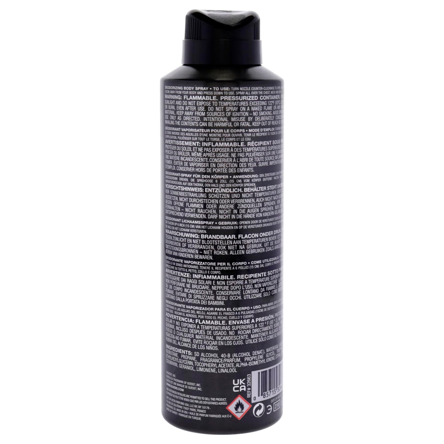 Guess UOMO Deodorizing Body Spray For Men, 6.0 Oz.