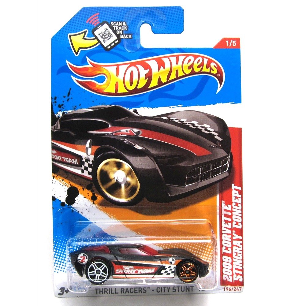 Hot Wheels 2012 Thrill Racers City Stunt 2009 Corvette Stingray Concept 1 of 5 Black