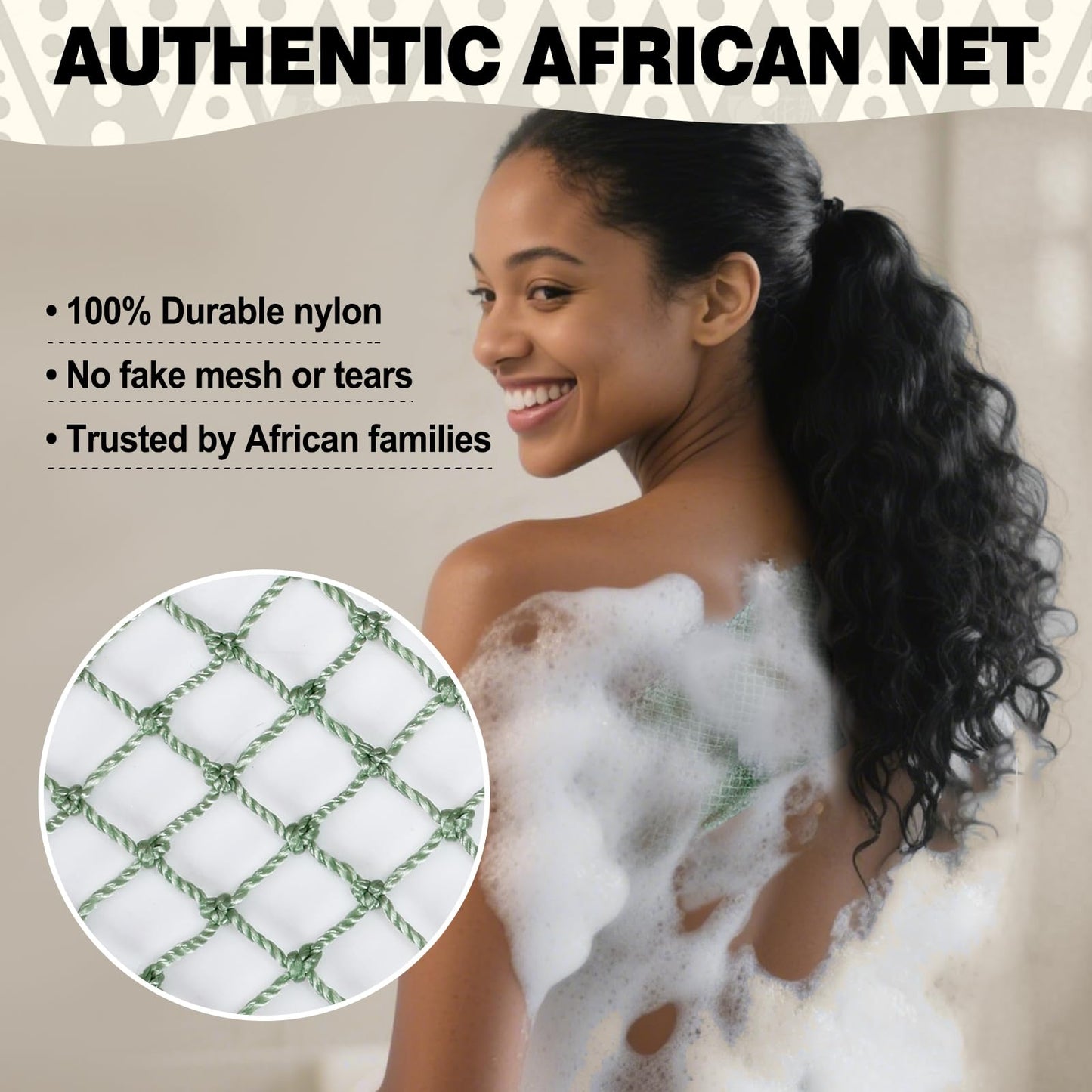 African Net Sponge Authentic-4 Packs African Exfoliating Net Sponge,Bath Sponges for Shower,42 inch Long for Normal to Sensitive Skin, for Daily use Beauty and Personal Care Zeefpod