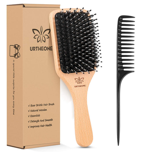 Hair Brush Boar Bristle Hairbrush for Thick Curly Thin Long Short Wet or Dry Hair Adds Shine and Makes Hair Smooth, Best Paddle Hair Brush for Men