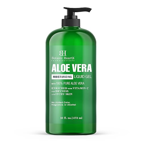 Botanic Hearth Aloe Vera Moisturizing Liquid Gel - 100% Pure Aloe, Enriched with Vitamin C for Dry & Itchy Skin - No Added Color, Fragrance, or