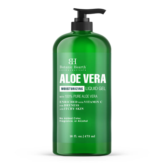 Botanic Hearth Aloe Vera Moisturizing Liquid Gel - 100% Pure Aloe, Enriched with Vitamin C for Dry & Itchy Skin - No Added Color, Fragrance, or Beauty & Personal Care Botanic Hearth