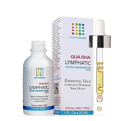 Facial Lymphatic Drainage Oil for Gua Sha Facial Tools, Lymphatic Drainage Massager Face with Jojoba & Coconut Oil, Use with Face Roller, Jade Roller