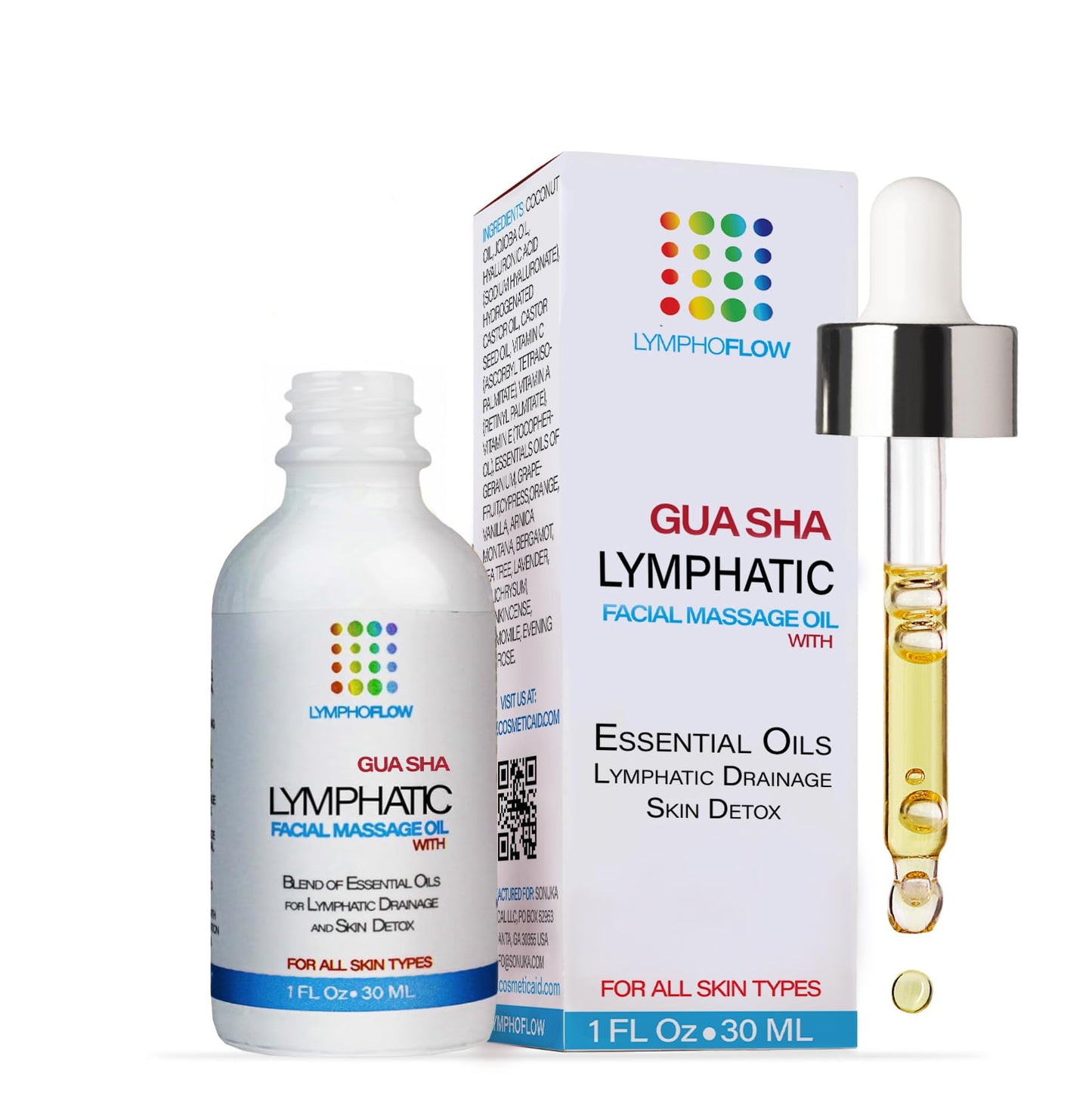 Facial Lymphatic Drainage Oil for Gua Sha Facial Tools, Lymphatic Drainage Massager Face with Jojoba & Coconut Oil, Use with Face Roller, Jade Roller