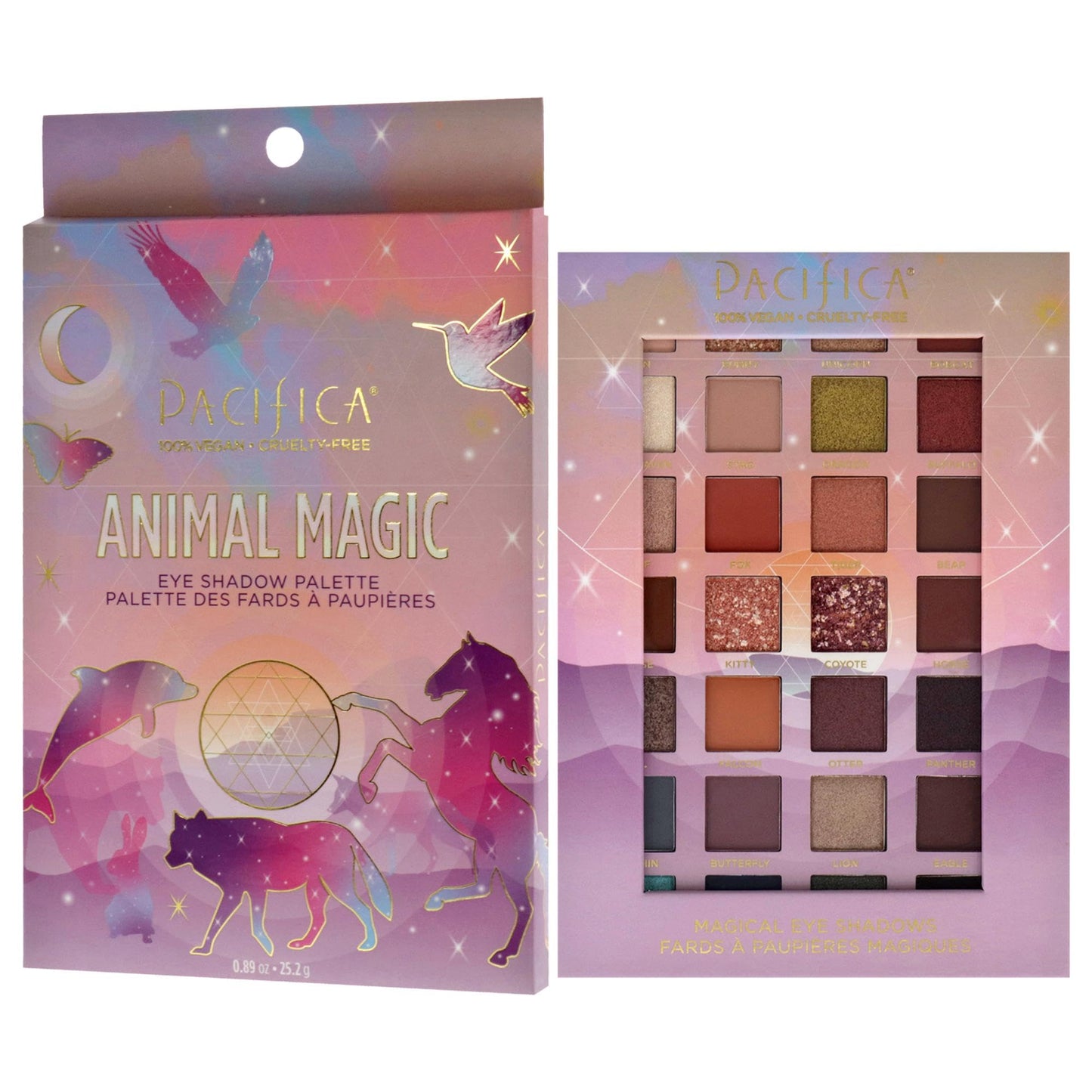 Pacifica Eyeshadow Palette - Animal Magic with Colorful Blendable Shades, Highly Pigmented Mineral Eyeshadow, Talc-Free, Vegan & Cruelty-Free, 0.89 oz