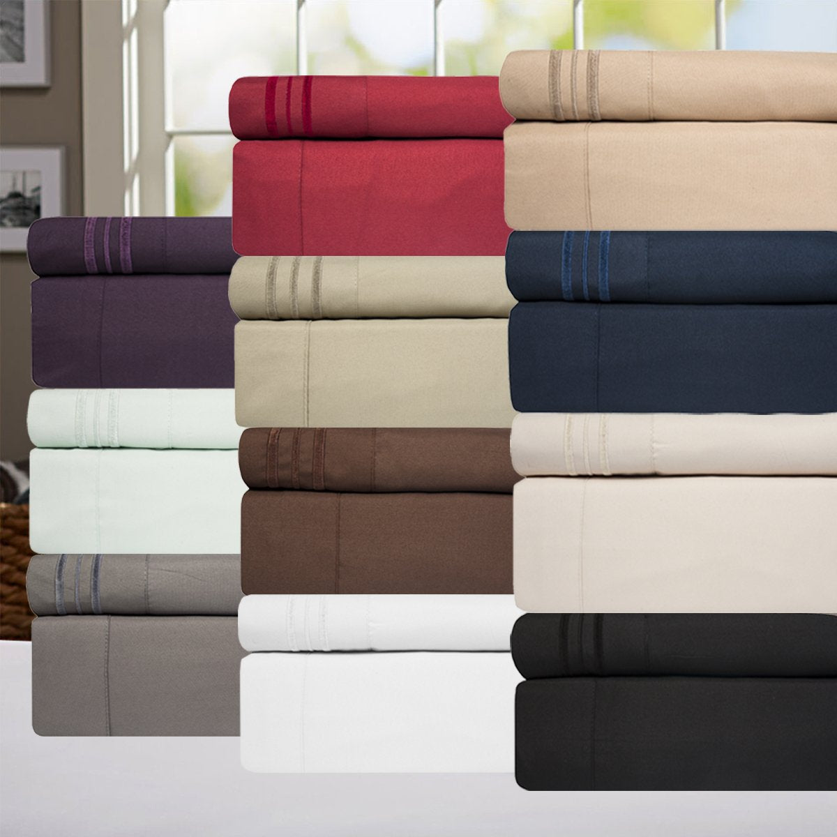 Aurora Bedding # 1 1800 Series 6 Piece Bed Sheet Set with Deep Pocket-Luxury, Soft, Comfort, Hypoallergenic-Same Price with 2 Extra Pillowcases-Full,