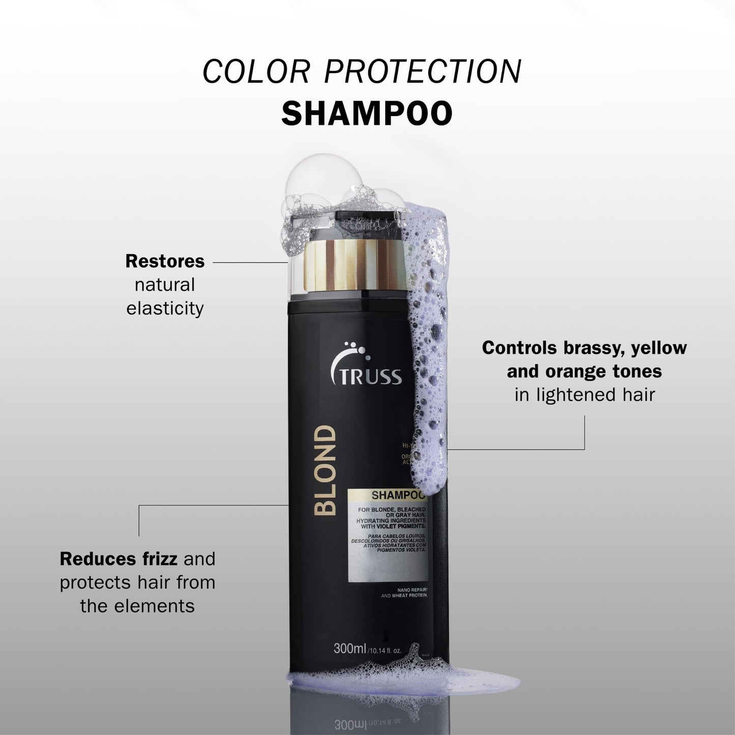 TRUSS Purple Shampoo & Toner for Blonde Hair - Blond Shampoo for Bleached, Gray, Highlighted & Brassy Hair - Restore Strength, Shine & Elasticity