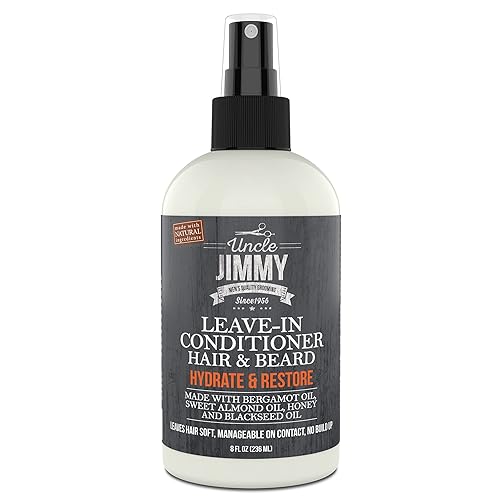 Uncle Jimmy Products Leave-In Conditioner for Healthy Beard Growth, Softening Hair, Hydrating Skin, and Eliminating Dandruff - 8 Fl Oz