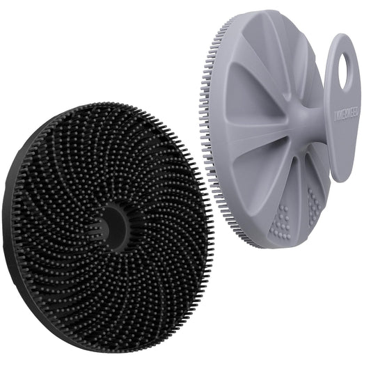 Food-Grade Silicone Body Scrubber Exfoliating & Massaging Brush, Black+Gray Beauty and Personal Care INNERNEED