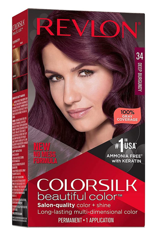 Revlon ColorSilk Hair Color 34 Deep Burgundy 1 Each (Pack of 2)