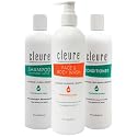 Cleure Fragrance Free Shampoo and Conditioner Set with Body Wash - Hypoallergenic 3 Piece Sulfate Free Hair & Body Care for Sensitive Skin (12 oz