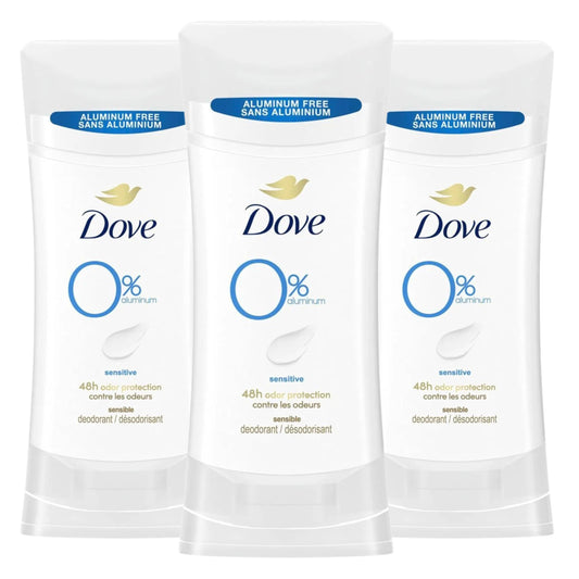 Dove Aluminum Free Deodorant for Women 3 Count Sensitive 72 hour odor protection 2.6 oz Beauty and Personal Care Dove