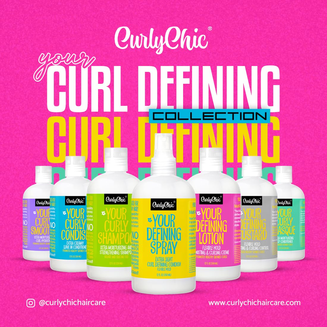 CurlyChic Your Defining Custard - Curl Defining & Moisturizing Styling Cream for Curly, Kinky, Coily, Wavy, & Frizzy Hair - Long-Lasting Hold