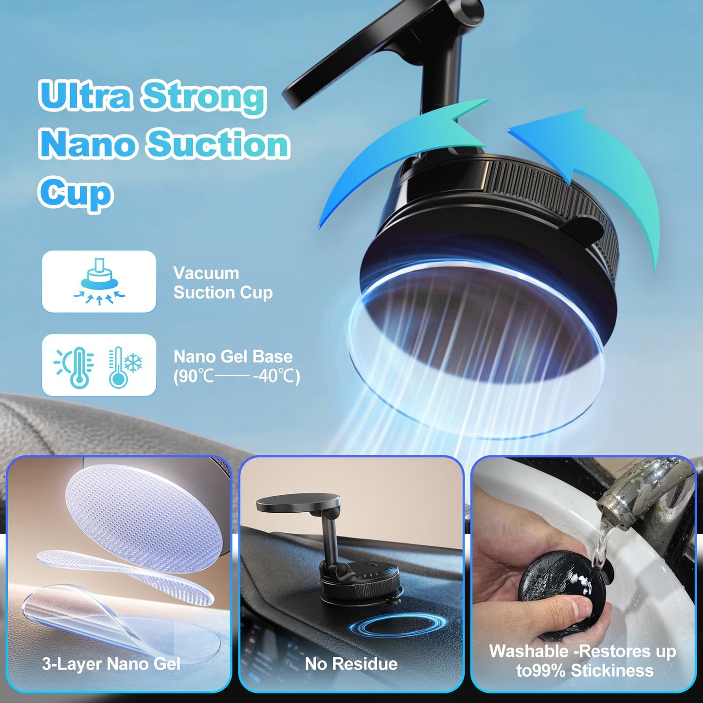 MORKEYA Magnetic Car Phone Holder Mount for Dashboard & Windshield, Strong Suction & N52 Magnet, 360° Adjustable Hands-Free Mount Compatible…