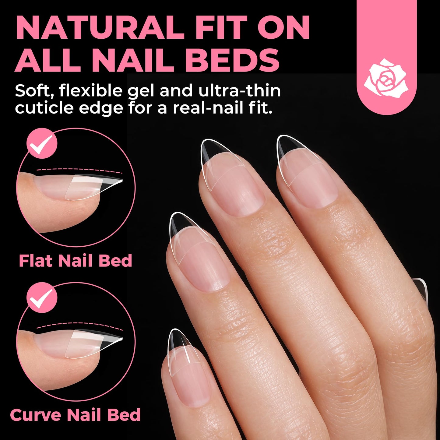 UNA GELLA Almond Shape Nail Tips Short: 504pcs Half Cover Almond Gel Nails Tips Matte Clear Fake Nails Self-handle for Nail Extension DIY Nail Salon Beauty and Personal Care UNA GELLA