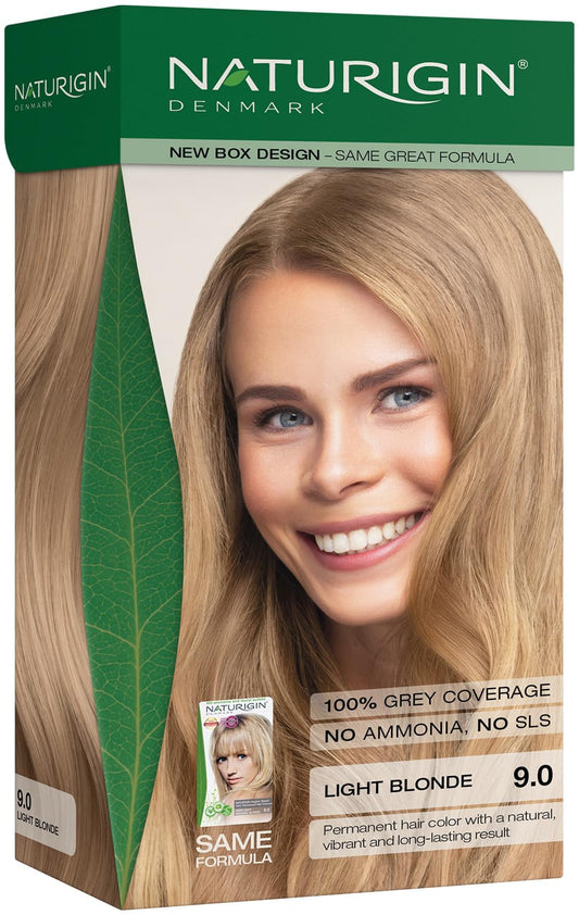 Naturigin Permanent Hair Color, 9.0 Light Blonde, Ammonia Free, 100% Gray Coverage, Nourishing Natural Formula, For All Hair Types, Long-Lasting