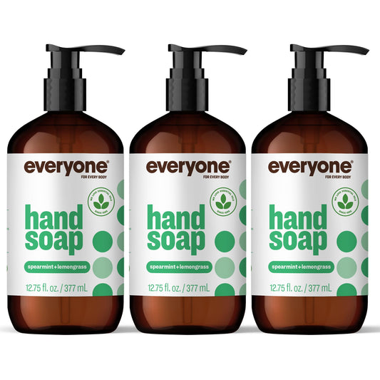 Everyone Liquid Hand Soap, 12.75 Ounce (Pack of 3), Spearmint and Lemongrass, Plant-Based Cleanser with Pure Essential Oils Beauty & Personal Care everyone for every body