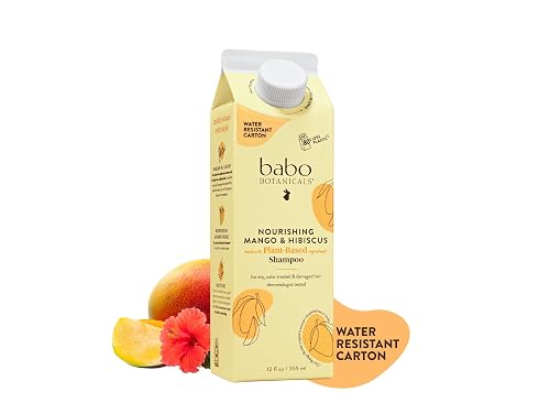 Babo Botanicals Nourishing Mango & Hibiscus Shampoo - For Dry, Damaged, Color-Treated Hair - Moisturize & Soften - Passion Fruit Ferment for scalp