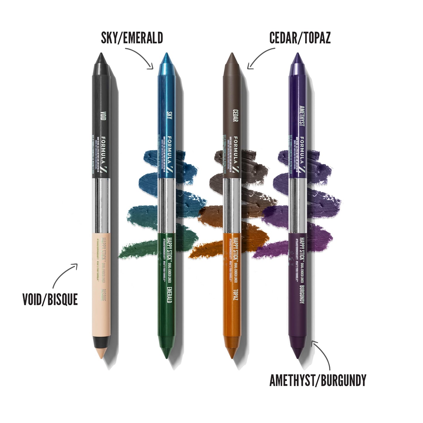 Formula Z Happy Stick Eyeliner - Tug Free Eyeliner Pencil with Vitamin E - Long Lasting Eye Makeup - Vegan - Amethyst-Burgundy - 2 x 0.02 oz