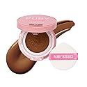 Ruby Kisses Cushion Foundation, Full Coverage Korean Makeup, Lightweight & Long Lasting, All Day Natural Glowy Finish for All Skin Types with Hyaluronic Acid & Bakuchiol (Mocha, 0.52 Ounce)