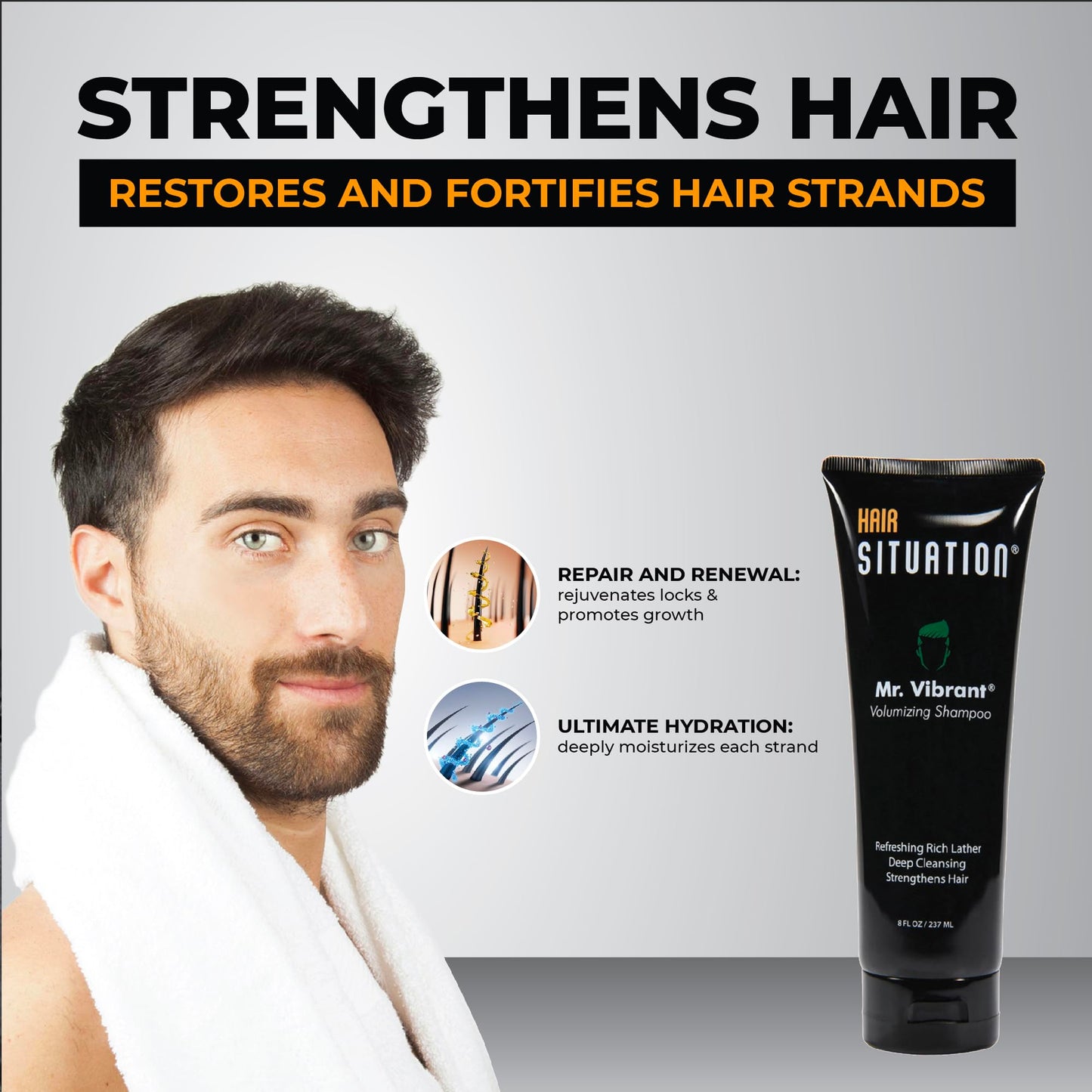 Hair Situation Mr. Cool Wet Look Hair Gel - Strong Hold, High Shine and Alcohol-Free Formula Mr. Vibrant Volumizing Shampoo for Thinning and Receding