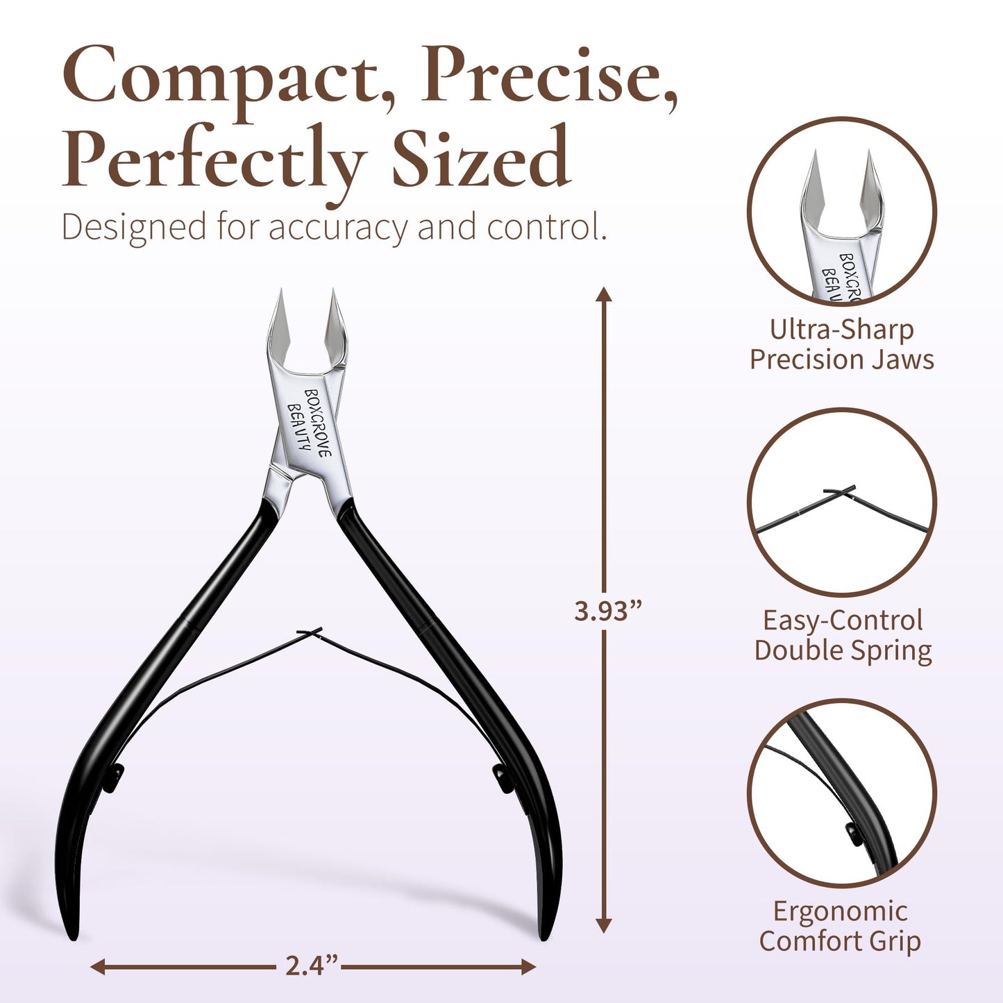 Professional Cuticle Cutter Stainless Steel Cuticle Nippers with Sharp Blades and Double Spring Cuticle Clippers - Nail Cuticle Trimmer Tool