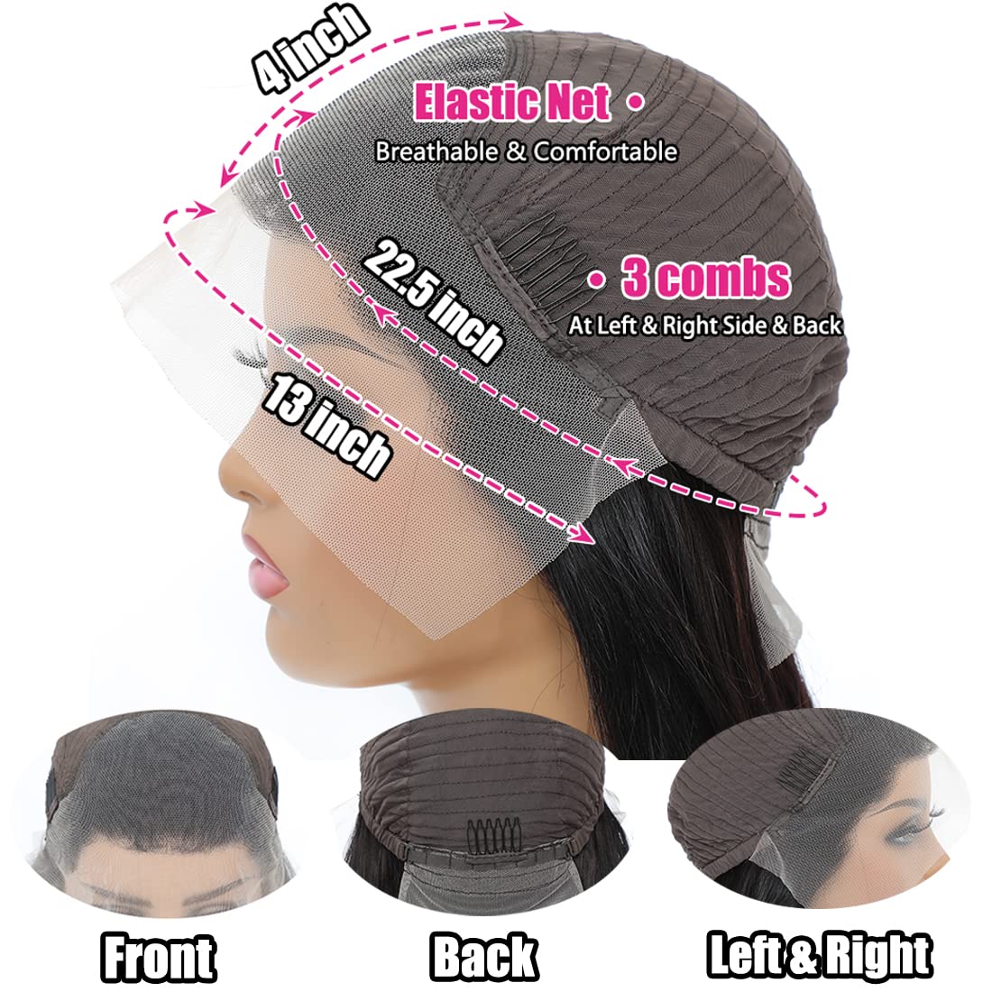 Filrku Water Wave Lace Front Wigs 13x4 HD Trasparent Glueless Lace Frontal Wigs for Women Pre Plucked with Baby Hair 180% Density Wet and Wavy Wigs