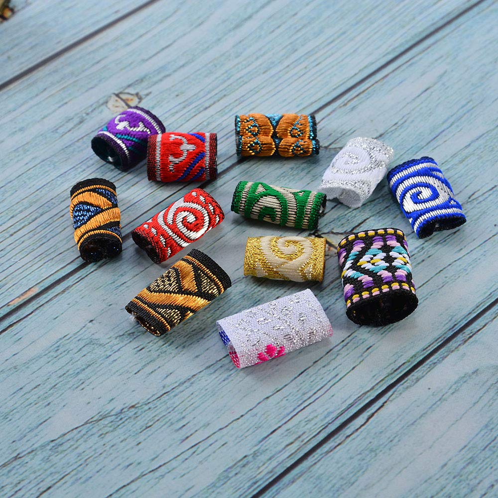 Wixine 24Pcs Women Girl Dreadlock Beads Hair Braid Dread Fabric Tibetan DIY Jewelry Craft
