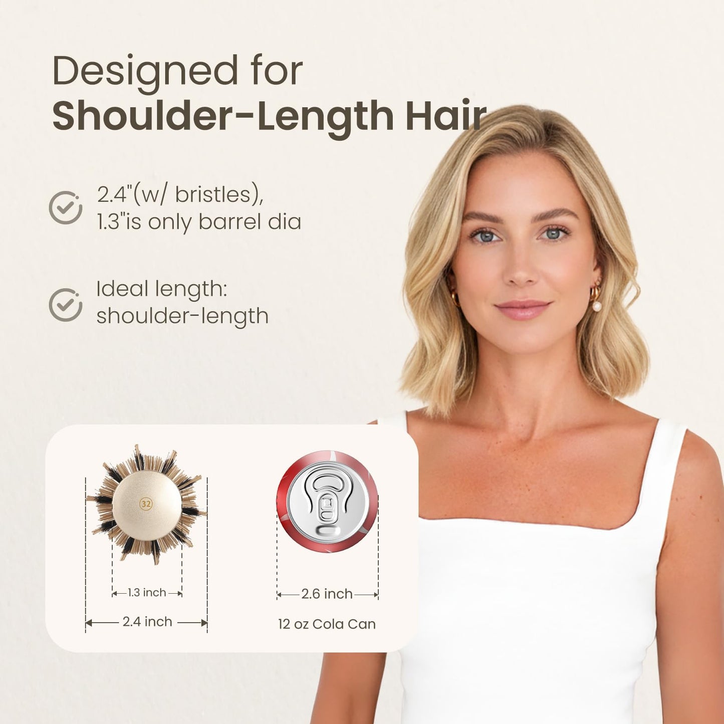 AIMIKE Round Brush for Blow Out, Small Round Hair Brush Nano Thermal Ceramic & Ionic Tech, for Blow Drying & Styling, Curling and Shine - 2.4 inch Beauty and Personal Care AIMIKE