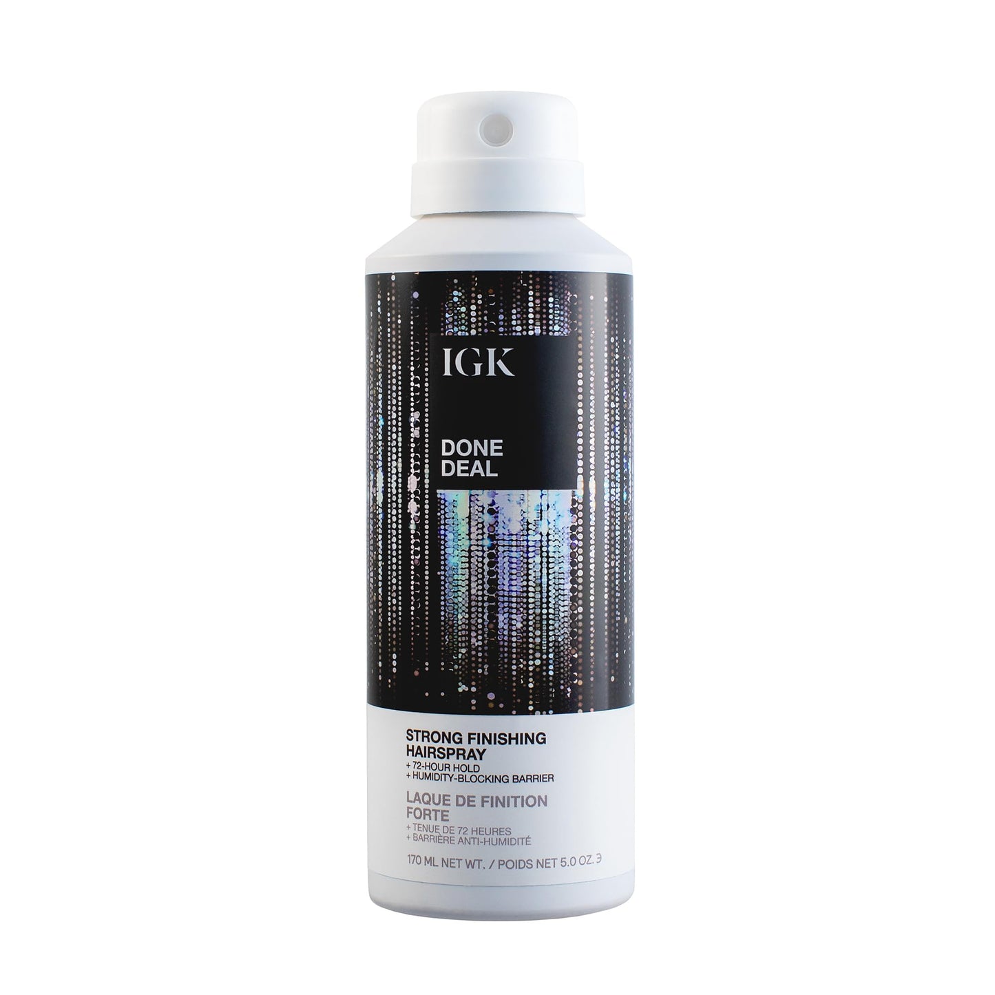 IGK Done Deal Strong Hold Finishing Hairspray - Long-Lasting, Humidity-Resistant, Brushable, Firm Control for All Hair Types, 5 oz