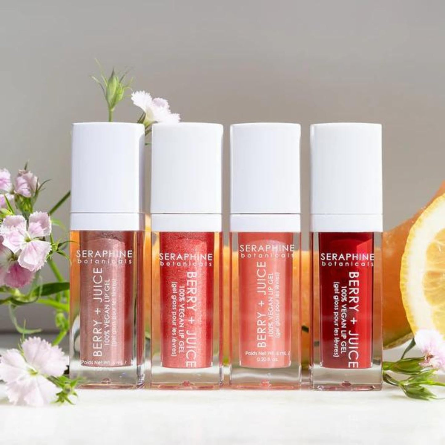 Seraphine Botanicals Berry + Juice - 100% Vegan Lip Gel Tinted Gloss 0.20 fl oz (Pink Berry)