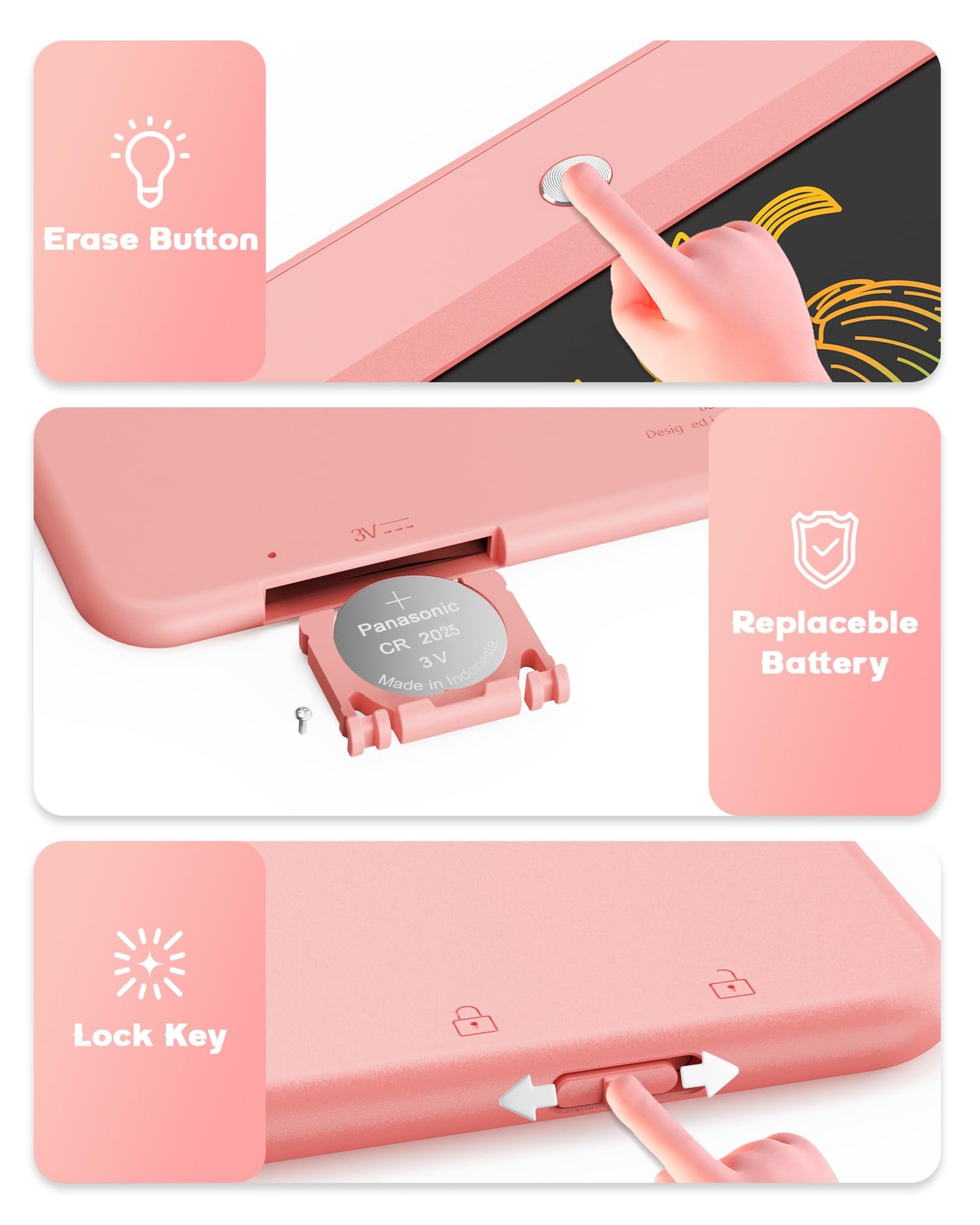 Bravokids 10 Inch LCD Writing Tablet for 3-8 Year Olds - Electronic Drawing Pad and Doodle Board as Educational Birthday Gifts for Girls and Boys…