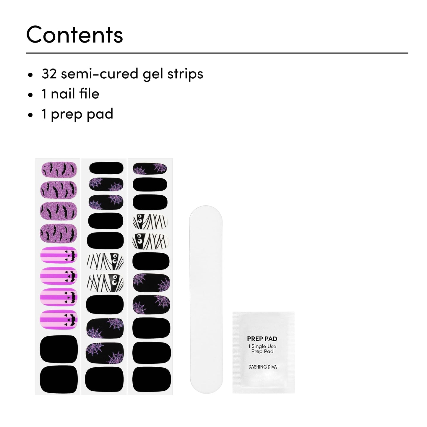Dashing Diva Gloss Nail Strips - My Boyfriend Jack - UV Free, Chip Resistant, Long Lasting Gel Nail Stickers - 3-Piece Halloween Glow-In-The-Dark Beauty & Personal Care Dashing Diva
