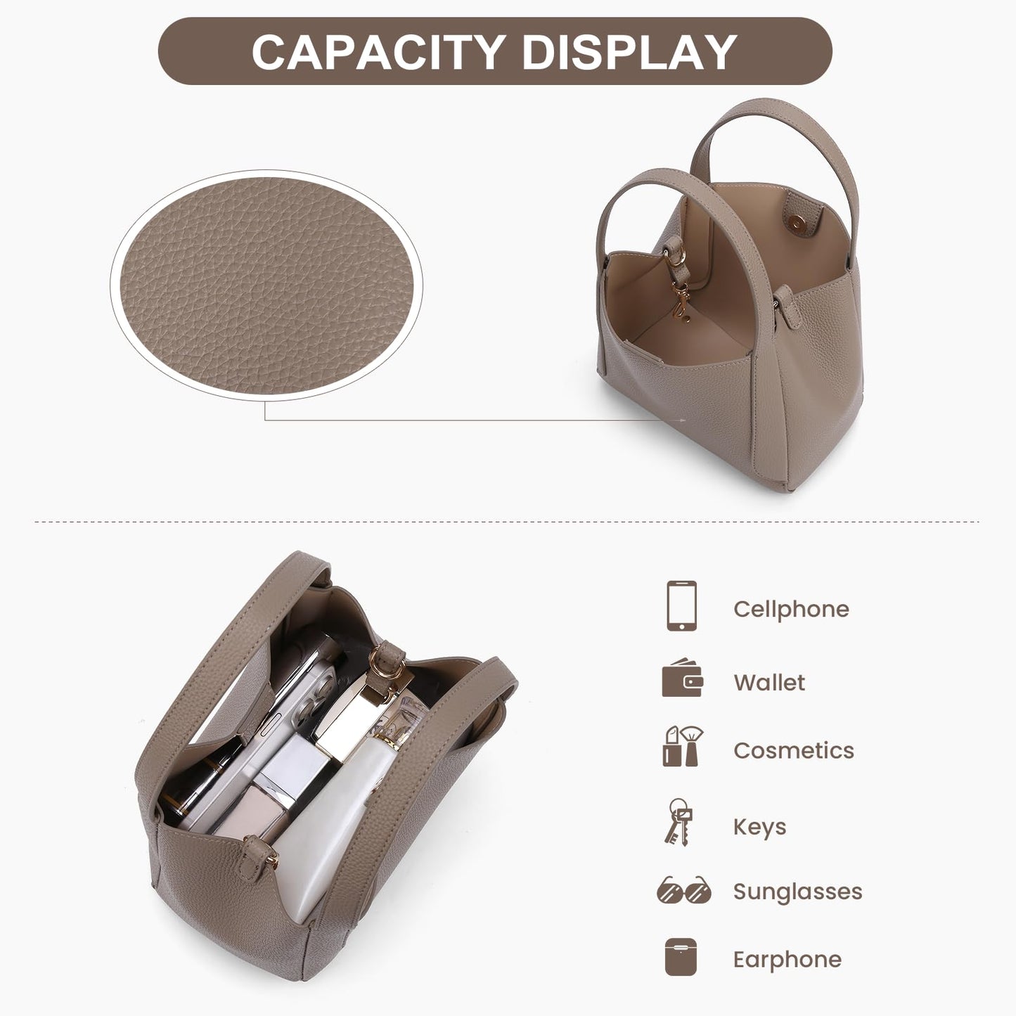 CATSEA Top Handle Bag Medium Bucket Bags For Women Slouchy Crossbody Handbag Trendy Designer Shoulder Purse