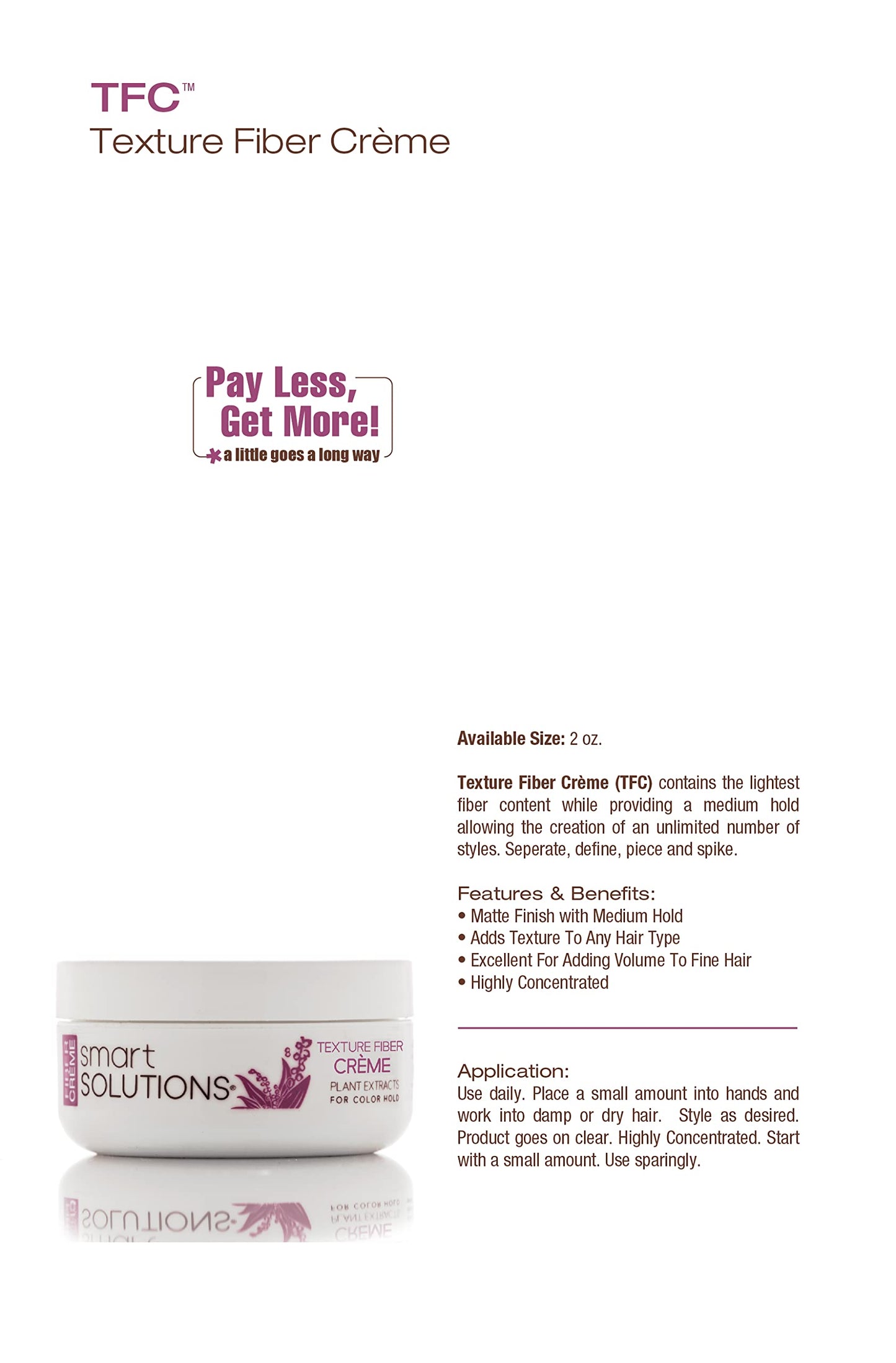 SMART SOLUTIONS Texture Fiber Creme, 2 oz | Ultra Control on Short Hair | Gives Natural Shine