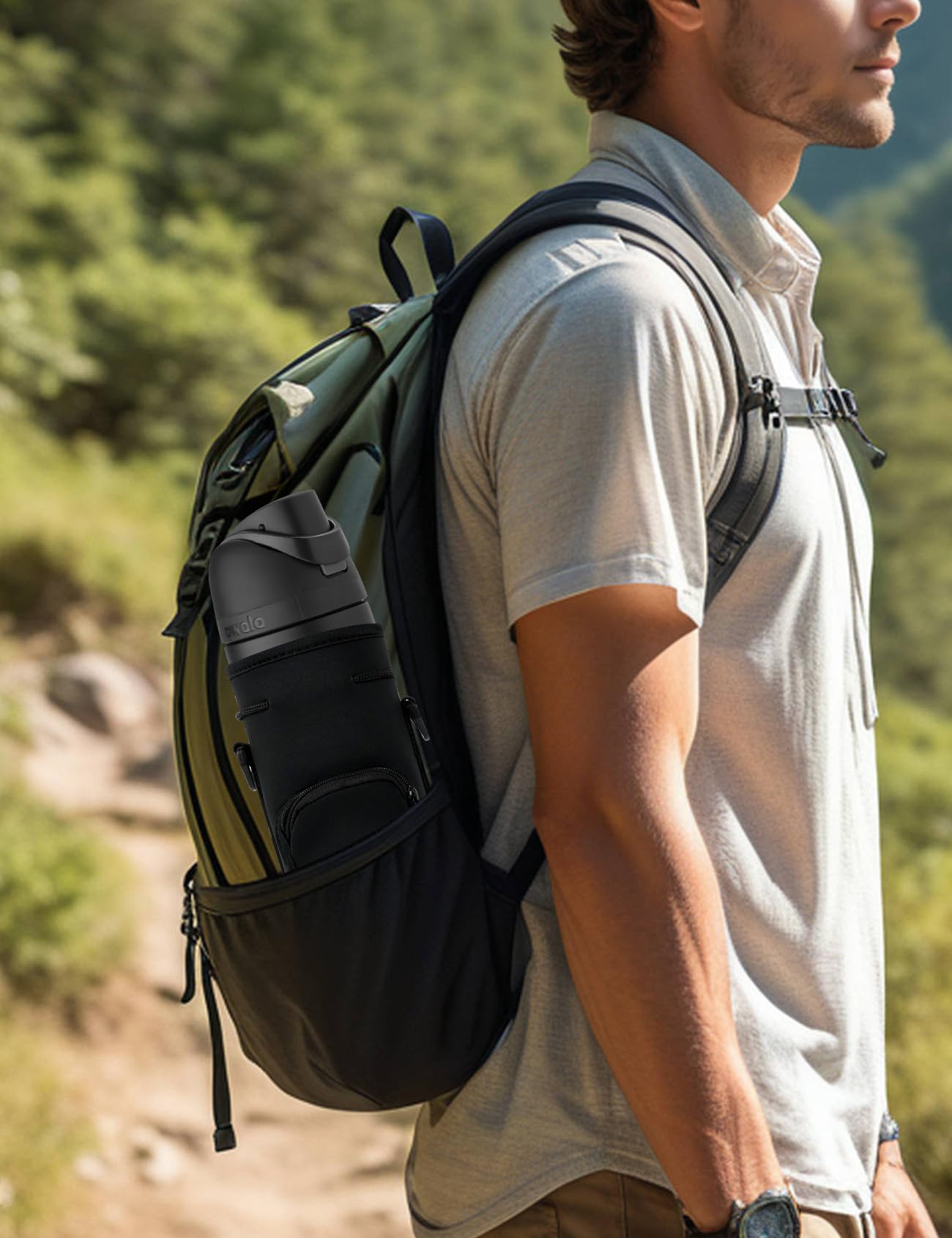 Neoprene Carrier Water Bottle Insulation Sleeve,Waterproof, Anti-Slip, Anti-Scratch Pouch with Shoulder Strap, fit for Owala Insulated Stainless…