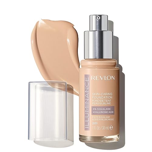 Revlon Illuminance Skin-Caring Liquid Foundation, Hyaluronic Acid, Hydrating and Nourishing Formula with Medium Coverage, 301 Cool Beige, 1 fl oz