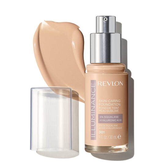 Revlon Illuminance Skin-Caring Liquid Foundation, Hyaluronic Acid, Hydrating and Nourishing Formula with Medium Coverage, 301 Cool Beige, 1 fl oz