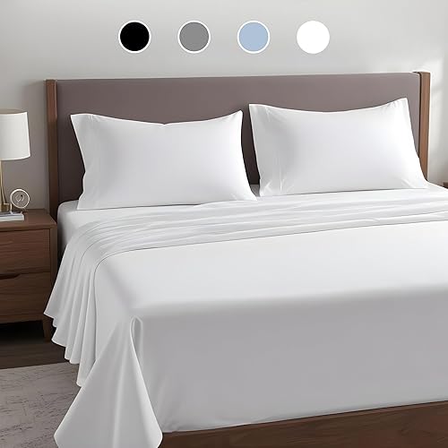 YSSOA Queen Bed Sheet Set-Cooling Breathable & Super Soft 4 Piece Bedding Sheets & Pillowcases with Deep Pockets up to 15", Easy-Fit, Wrinkle, Fade &
