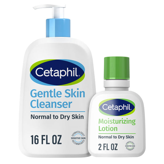 Cetaphil Face Wash, Hydrating Gentle Skin Cleanser for Dry to Normal Sensitive Skin, 16 oz + Travel Size Moisturizing Lotion 2 oz Beauty and Personal Care Cetaphil Default Title