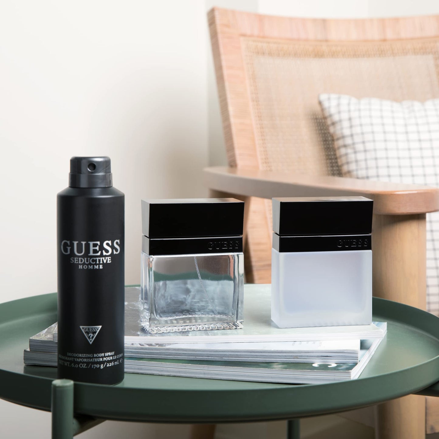 Guess Seductive Men / Homme Eau de Toilette 4 Piece Gift Set - Cologne Spray 3.4 Fl. Oz., Deodorizing Body Spray 6.0 Oz., Shower Gel 3.4 Fl. Oz.,