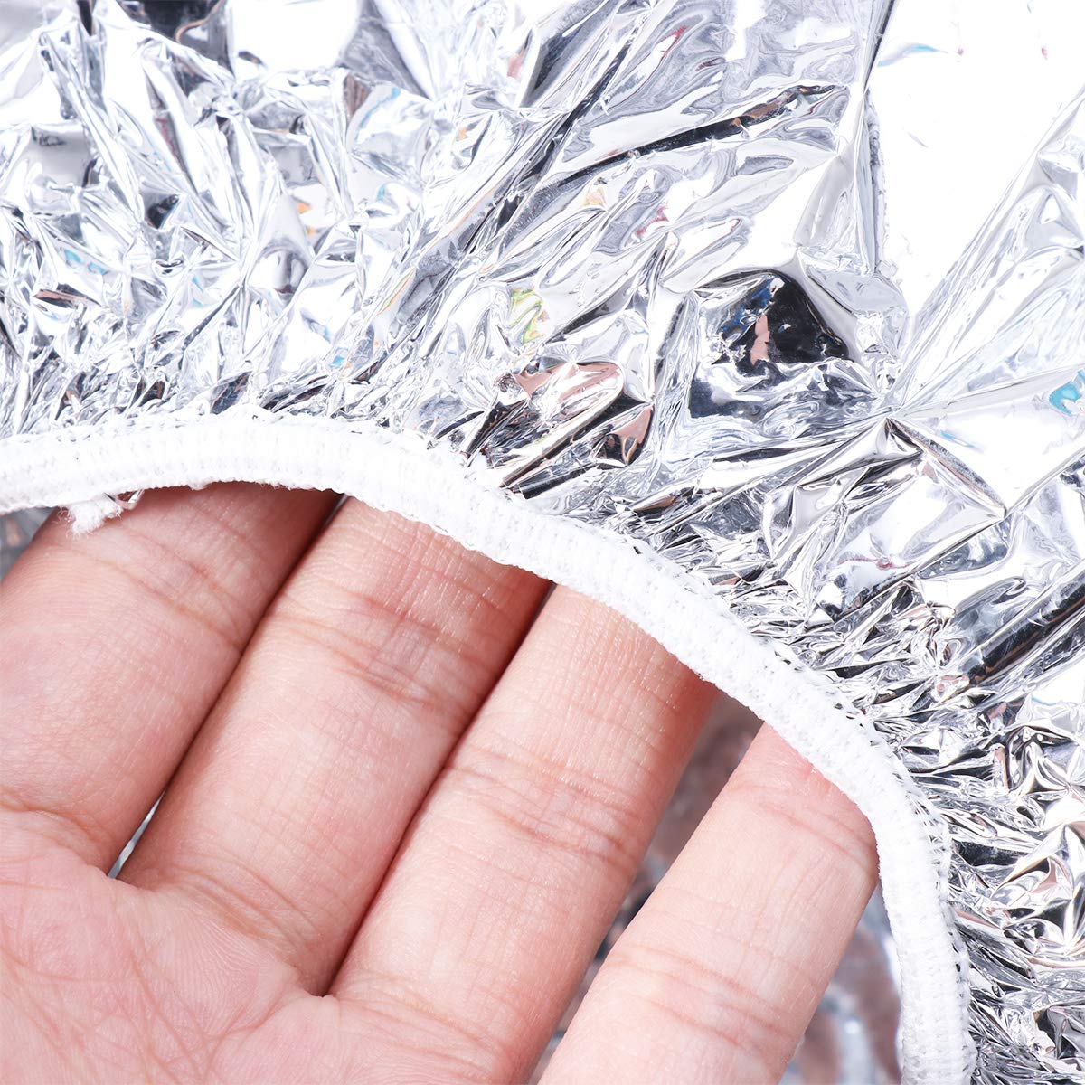 Beaupretty 6Pcs Disposable Aluminum Foil Hair Caps Waterproof Elastic Shower Caps for Hair Styling and Conditioning Treatment Silver